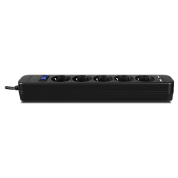 Фильтр SVEN SF-05LU 5.0 м 5 евро розеток,2*USB 2.4А , черный, цветная коробка [SV-018856]