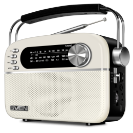 Радиоприемник SVEN АС SRP-505, белый 3 Вт,Bluetooth, FM/AM/SW, USB, microSD, AUX, встроенный аккумулятор SV-020439