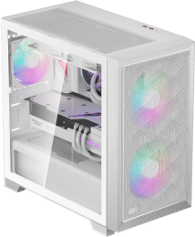 Корпус PCCooler C3D310 WH ARGB C3D310-WHP2-GL материал: сталь SPCC, окно: закалённое стекло, 2хUSB3.0, Audio, без БП, 2x3.5” и 3x2.5″, 4 слота расширения, mATX, длина видеокарты