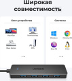 USB-хаб Ugreen CM219 25851 подключение по USB-A, 4 x USB-A, корпус пластик