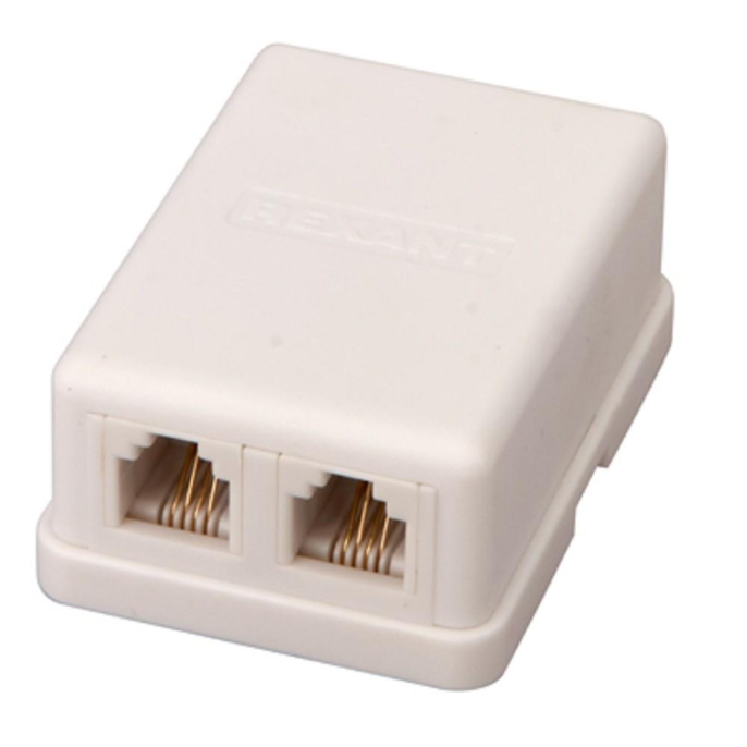 Rexant 03-0002 Розетка телефонная внешняя, 2 порта UTP, RJ-14 6P4C , CAT 3