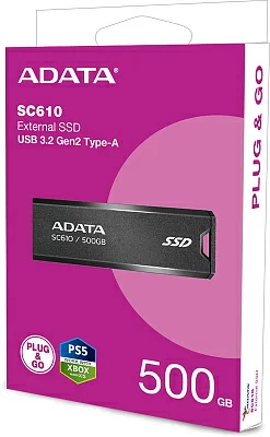 Внешний накопитель SSD USB3.2 A-DATA 500GB SC610 (SC610-500G-CBK/RD) Черный/Красный