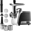 Мясорубка Galaxy Line GL2423 7020424230 2200 Вт, производительность: 2.6 кг/мин, реверс, материал корпуса: металл/пластик, 3 формовочных диска, 3 терки, цвет: серебристый, черный
