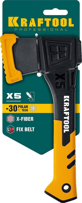 Топор Kraftool 20660-05 малый черный/желтый в комплекте:чехол-ножны