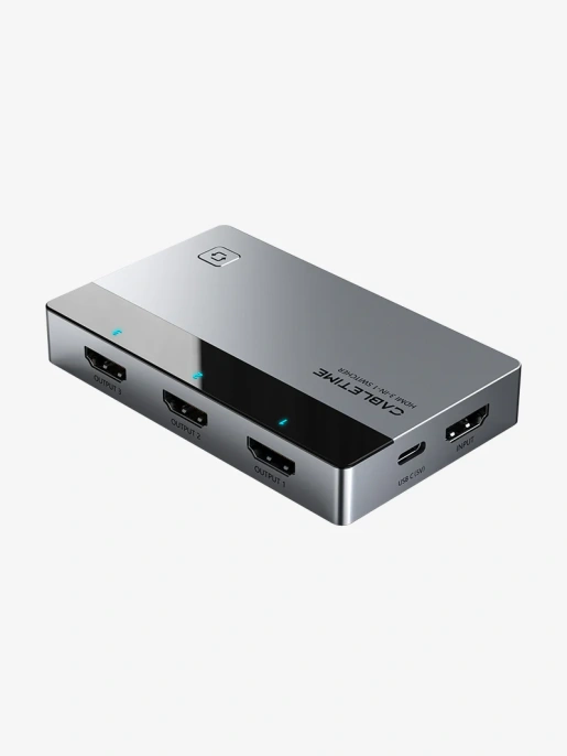 Переключатель CABLETIME CP35G (CT-HS4K3-AG) 3-в-1, HDMI 2.1, 4K@60 Гц, космический серый