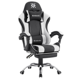 Кресло геймерское Defender Tios Чер/бел,класс3,PU,подножка 64055