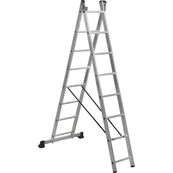 Алюминиевая лестница Scala двухсекционная универсальная 2х8 ступеней. Серия Sc 2008 SC2008