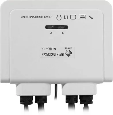 Переключатель Multico EW-K1302DPC4K 2-port Type-C KVM Switch (клав.USB+мышьUSB+DP+Audio проводной ПДУ кабели несъемные)