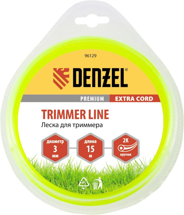 Леска для садовых триммеров DENZEL 96129,  3мм, 15м