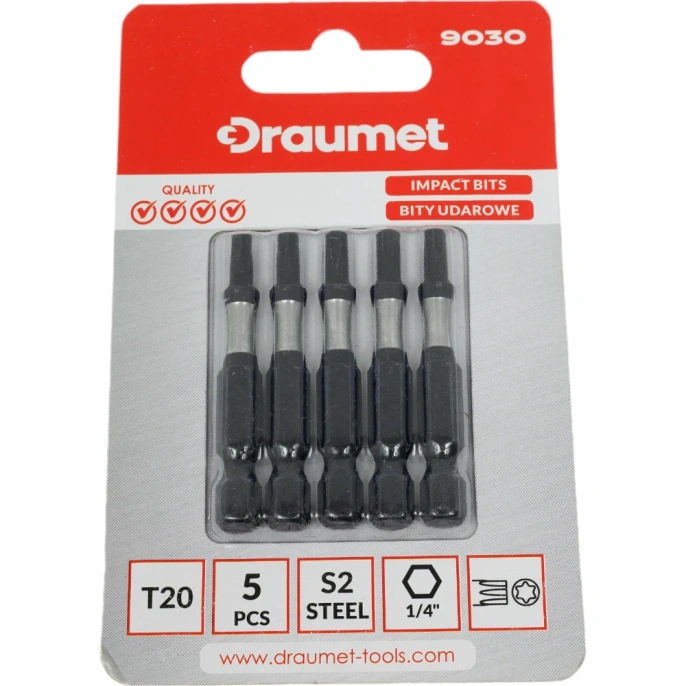Биты ударные DRAUMET TORX T20 50мм S2 5шт. 9030/ D200-28