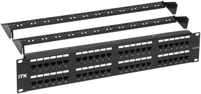 Патч-панель ITK PP48-2UC5EU-D05-1 19" 2U 48xRJ45 кат.5E UTP