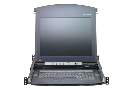 KVM консоль ATEN 17" 1-Local/Remote Share Access 16-Port Multi-Interface Cat 5 Dual Rail LCD KVM over IP switch KL1516AIM-AXA-RG