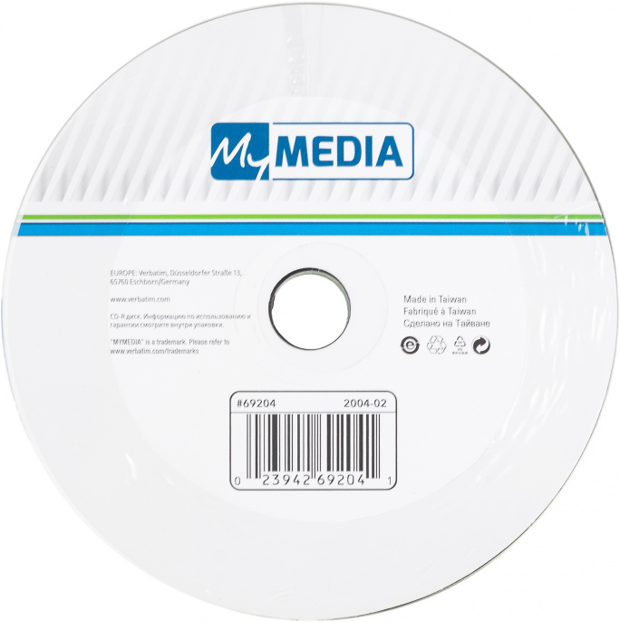Оптический диск CD-R MYMEDIA 700МБ 52x, 10шт., pack wrap [69204]