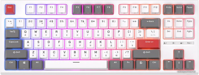Клавиатура Royal Kludge RK-R87 White/Gray/Red белый/серый/красный, механическая, проводная, горячая замена клавиш, подсветка RGB, красные свичи