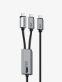 Кабель CABLETIME CU14J (CT-2CM140-AG) 1.5м USB-C на два USB-C 140 Вт черный плетеный