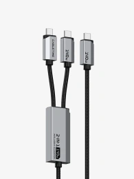 Кабель CABLETIME CU14J (CT-2CM140-AG) 1.5м USB-C на два USB-C 140 Вт черный плетеный