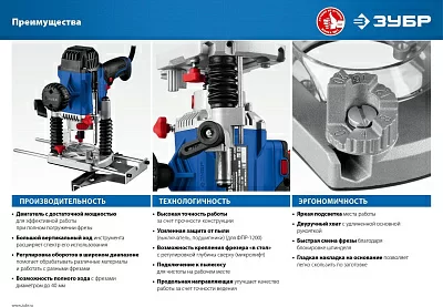 Фрезер Зубр ФМР-1200 1200Вт 30000об/мин