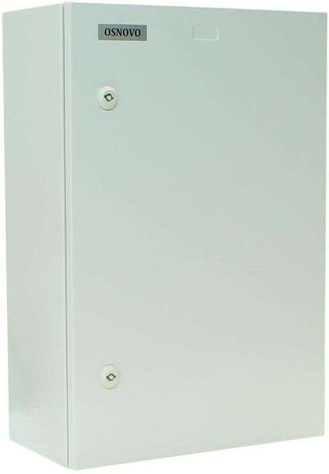 Уличная станция термошкаф OSNOVO OS-46T1 Уличная станция с термостабилизацией и оптическим кроссом. В основе металлический шкаф с классом защиты IP66. Доступное место под установку оборудования на встроенные DIN-рейки: верхняя