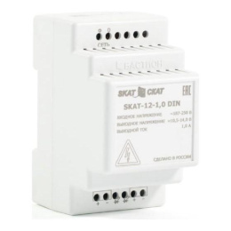 БАСТИОН SKAT-12-1.0 DIN СКАТ ИБП-12/1-DIN источник питания 12В 1А пластиковый корпус под DIN рейку 35 мм, МПТ 583
