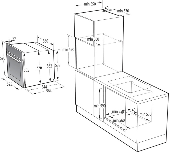 Духовой шкаф электрический Gorenje BOSX6737E09BG,  77л,  дверца с 2 стеклами,  черный