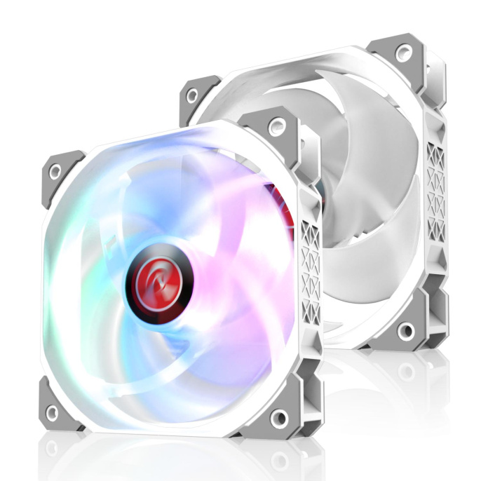 Вентилятор корпусный/ Case Cooler Raijintek AGERAS 12 ARGB-1 120x120x25mm, 4-pin PWM, 67.38CFM, 33dBA, 2200RPM, White