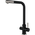 Смеситель GRANFEST GRANFEST QUARZ Смеситель для кухни, Г-образный, кран под фильтрованную воду, черный