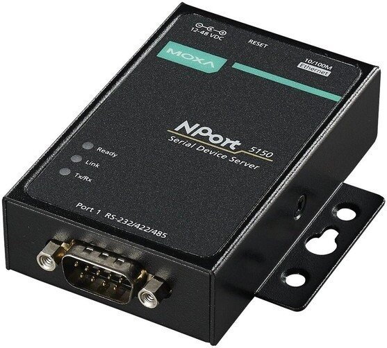 Преобразователь MOXA NPort 5150, 1 порт RS-232/422/485 DB9M , 1 порт 10/100BaseTX