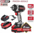 Гайковерт P.I.T. PIW20H-600A/2 (аккумуляторный, бесщеточный, 20В, 600Нм, 1/2", 3 ск, 0-2800 уд/мин, 2х4Ач)
