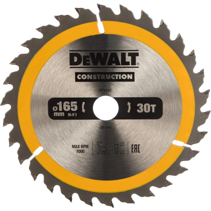 Пильный диск CONSTRUCT (165х20 мм; 30 ATB) DEWALT DT1935