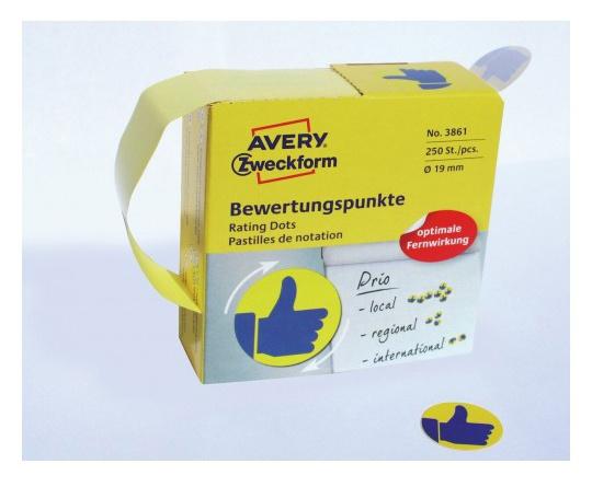 Этикетки Avery Zweckform 3861, универсальная, 70г/м2, желтый, 250шт