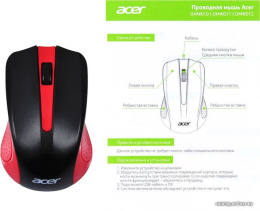 Мышь Acer OMW012 черный/красный оптическая 1200dpi USB 3but ZL.MCEEE.003