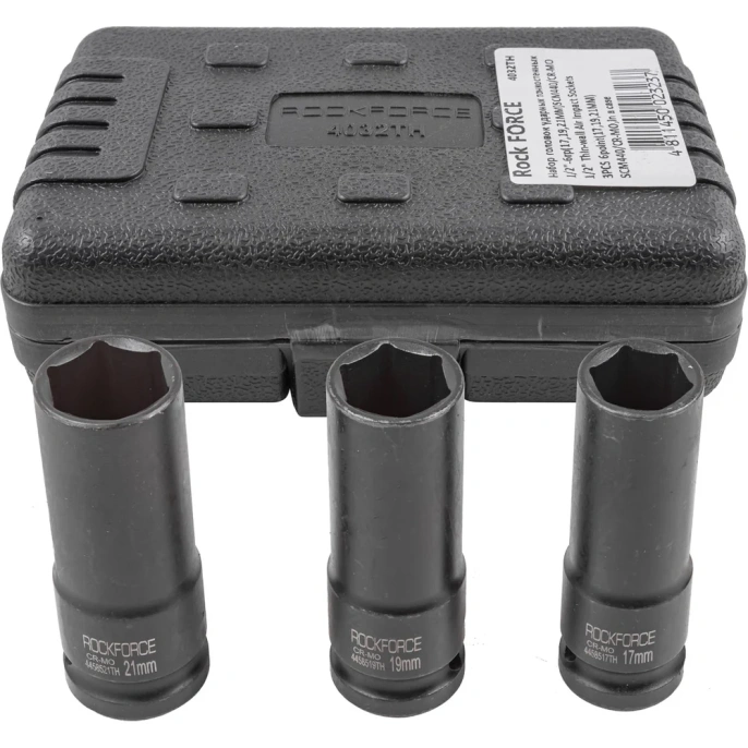 Набор ударных тонкостенных колесных головок (3 шт; 1/2" DR) в кейсе ROCKFORCE RF-4032TH(5294)
