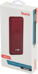 Мобильный аккумулятор Buro BPQ10F 10000mAh QC3.0/PD3.0 18W 3A 2xUSB-A/USB-C беспров.зар. красный BPQ10F18PRD