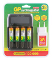AA Аккумуляторная батарейка + Зарядное устройство GP PowerBank 270AAHCMHSPBA-2CR4,  4 шт. 2700мAч