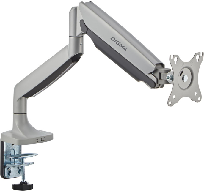 Кронштейн для мониторов ЖК Digma D-MM301, до 45", до 15кг, крепление к столешнице, поворот и наклон, серый