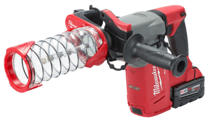 Пылеотвод Milwaukee 4932464916 (подходит для всех сверл SDS-Plus общей длиной до 215 мм, подходит для всех стандартных пылесосов, прозрачный чехол для лучшей видимости, собирает до 99% пыли, находящейся в воздухе, можно использовать как с пылесосом, так и