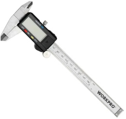 Штангенциркуль WorkPro WP266004 ручное включение/выключение питания, установка нуля в любом положении, корпус из нержавеющей стали, ЖК-дисплей для быстрого и удобного измерения, кнопка преобразования метрических данных в дюймовые для точного определения