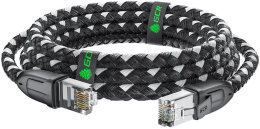 GCR Патч-корд PROF прямой 3.0m, UTP медь кат.6, STRONG черно-белый нейлон, ethernet high speed 10 Гбит/с, T568B, GCR-52778