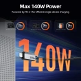 Кабель CABLETIME CU14J (CT-2CM140-AG) 1.5м USB-C на два USB-C 140 Вт черный плетеный