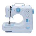 Швейная мини-машинка RAGEX R1102-100, 12 типов стежков, 2 скорости + педаль, белая с голубым