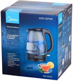 Чайник Midea/ 2200 Вт, 1.7 л, подтсветка, корпус: стекло