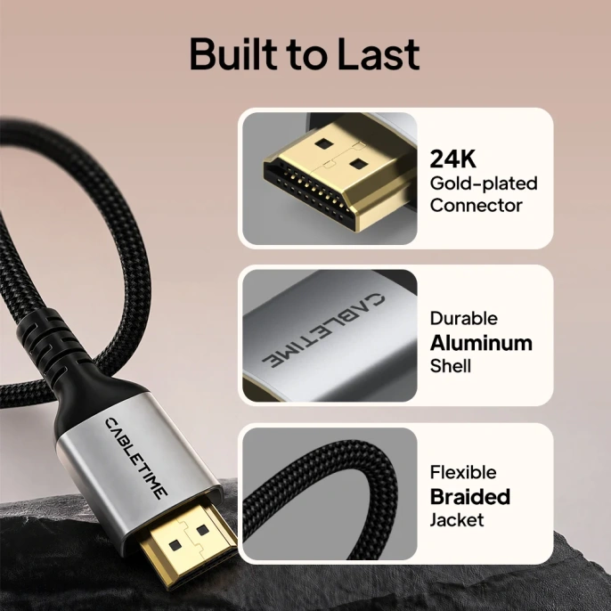 Кабель CABLETIME CH29L (CT-HD4KF-AG2) 2 м, плоский HDMI-4K60Hz