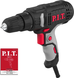 Дрель-шуруповерт P.I.T. PBM10-C4 мощность 400Вт, питание: сеть, электронная регулировка оборотов, тип патрона: быстрозажимной, диаметр: 0.8-10мм, диаметр сверления: дерево 25мм, металл 10мм, крутящий момент: 25Нм, 1000об/мин, длина кабеля: 6м, материал и