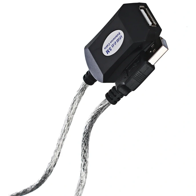Кабель-адаптер AOpen/Qust USB2.0-repeater, удлинительный активный Am-Af 5м ACU823-5M