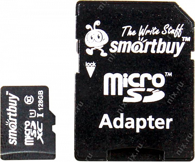 Карта памяти SmartBuy SB128GBSDCL10-01 microSDXC 128Gb Class10 + microSD-- SD Adapter