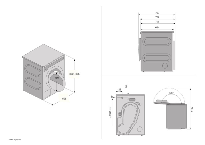 Сушильный автомат ASKO/ Арт. 742858 ПРОМО 85 х 59.5 х 76.9, тепловой насос, 10 кг, электронное управление, кнопочные переключатели, дисплей, 10 программ, белый цвет T210H.W.P
