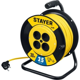 Силовой удлинитель на катушке STAYER S 225 ПВС 2x1.5 30м 3500Вт 55072-30