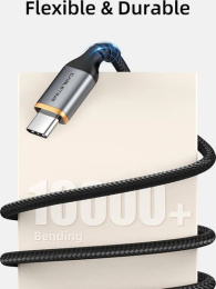Кабель CABLETIME CA30H (CT-AMCM3A-AG1) 1 м, 3A USB A TO USB C, нейлоновый, черный