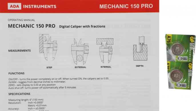 Штангенциркуль электронный Ada Mechanic 150 Pro серебристый пластиковый футляр А00380