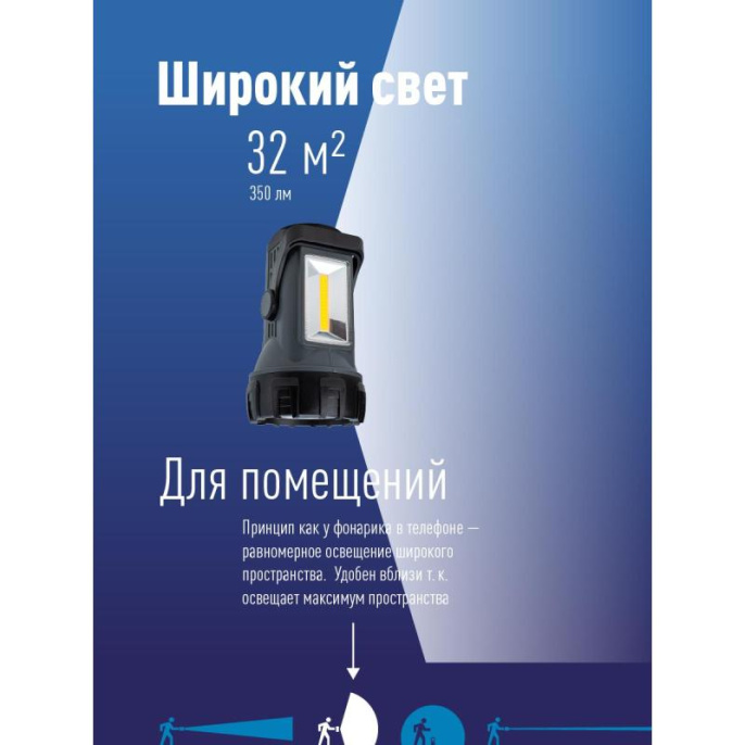 Фонарь-прожектор Космос KOSAC8010WLITH серый/черный 5Вт лам.:светодиод.x1
